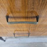 Mahogany burl chest of drawers with mirrored top