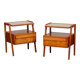 Pair of wooden and opaline bedside tables, edited by Jitona, 1960