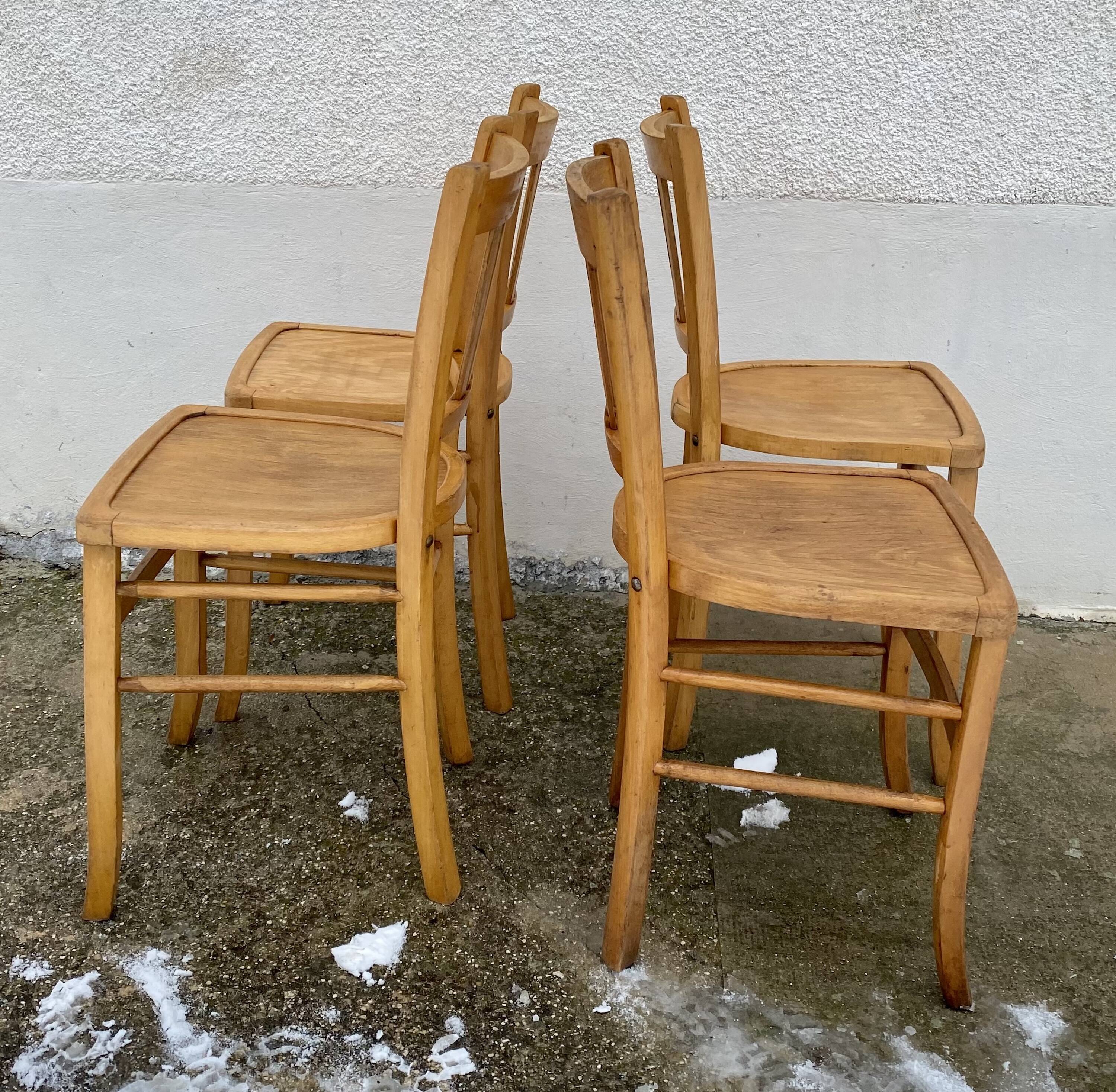 Série de 4 chaises bistro vintage 1949-50