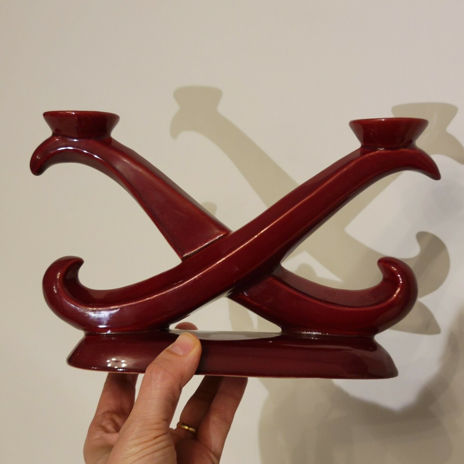 Ceramic candle holder Saint Clément red burgundy