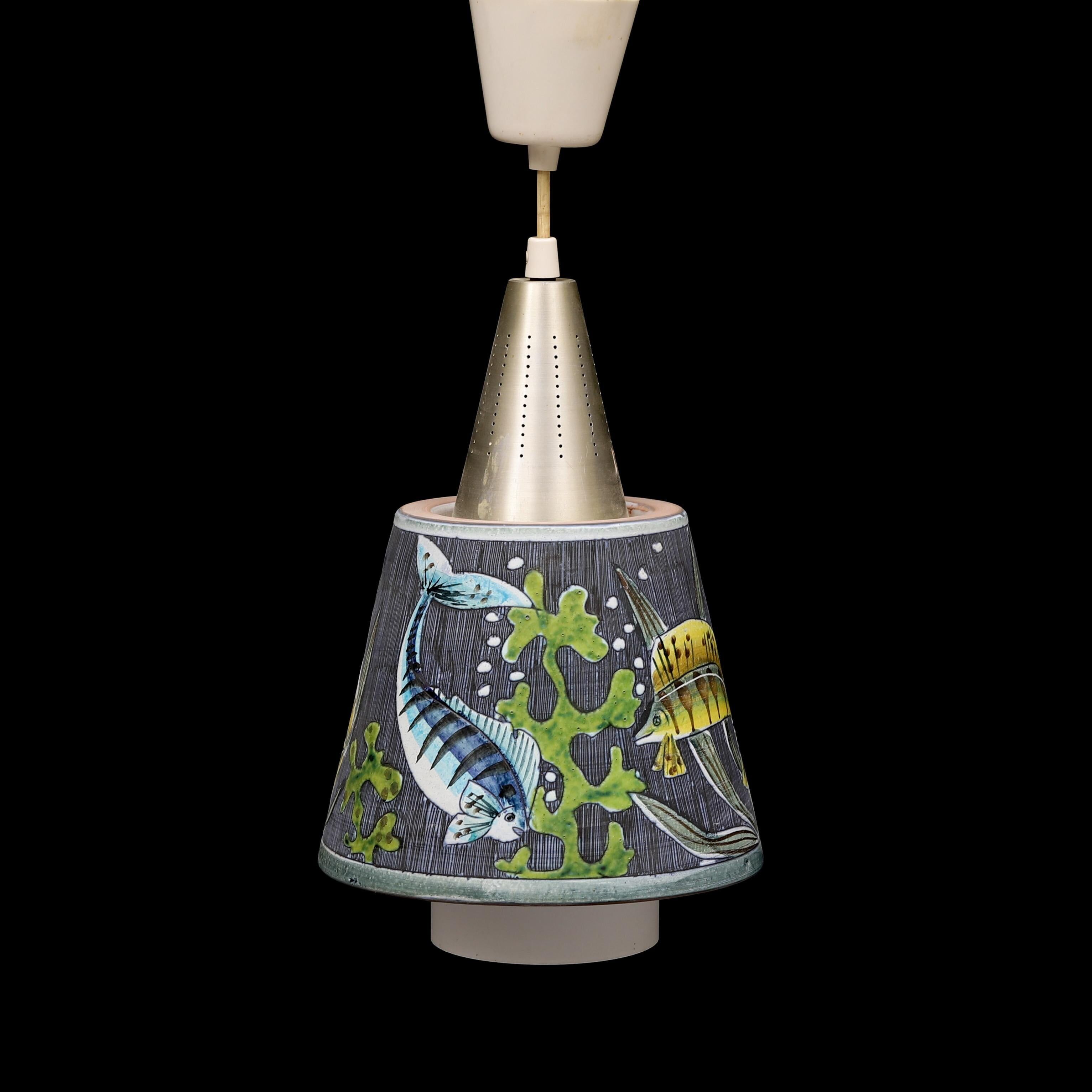 Suspended lamp Tilgmans Ceramics Sweden 1960