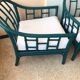 Paire de fauteuils vintage en rotin bleu