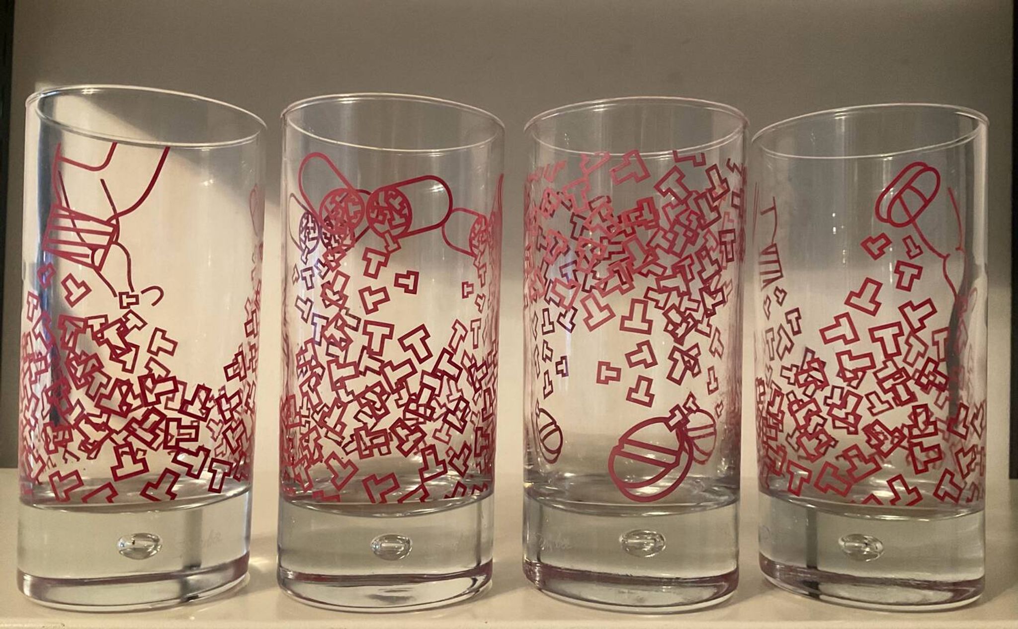 Série 4 verres vintage Durobor pied bullé