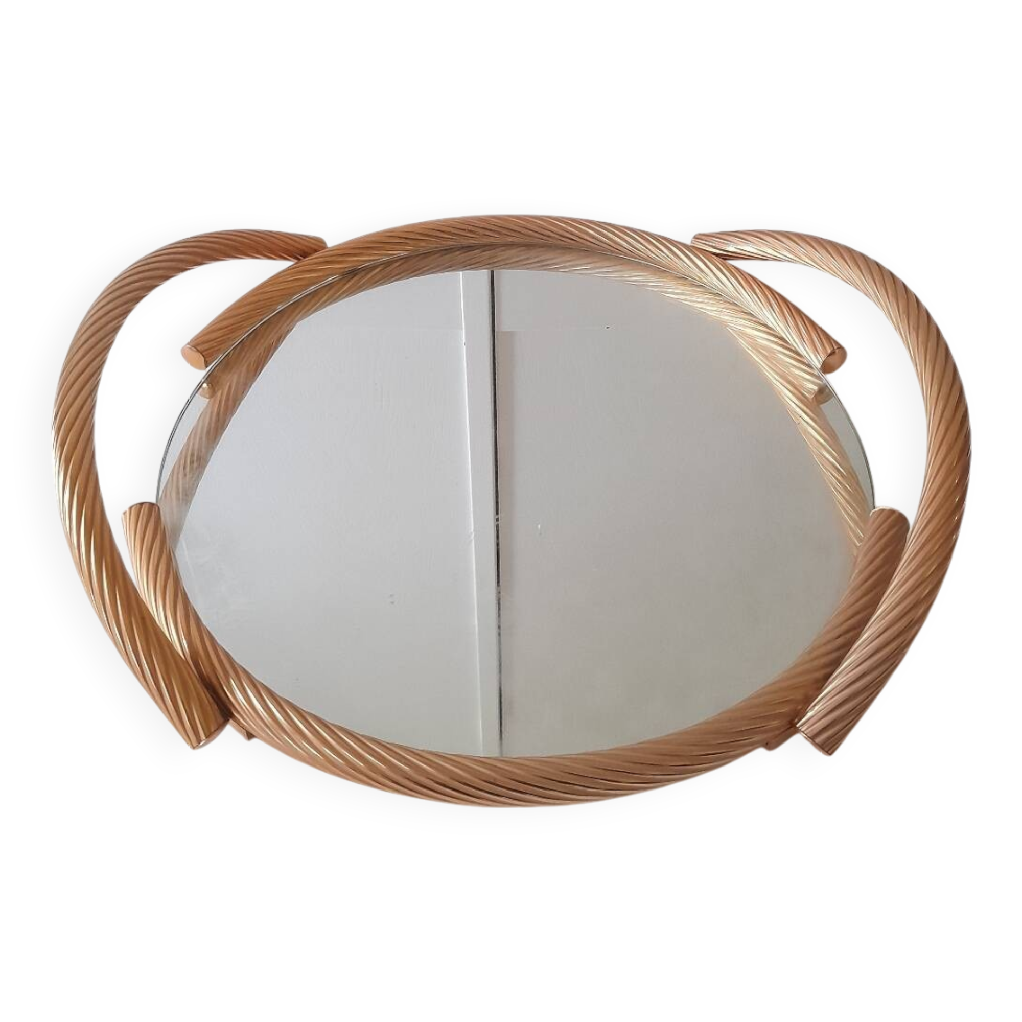 Brass Milano mirror tray and rope-like handles