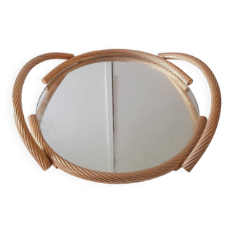 Brass Milano mirror tray and rope-like handles