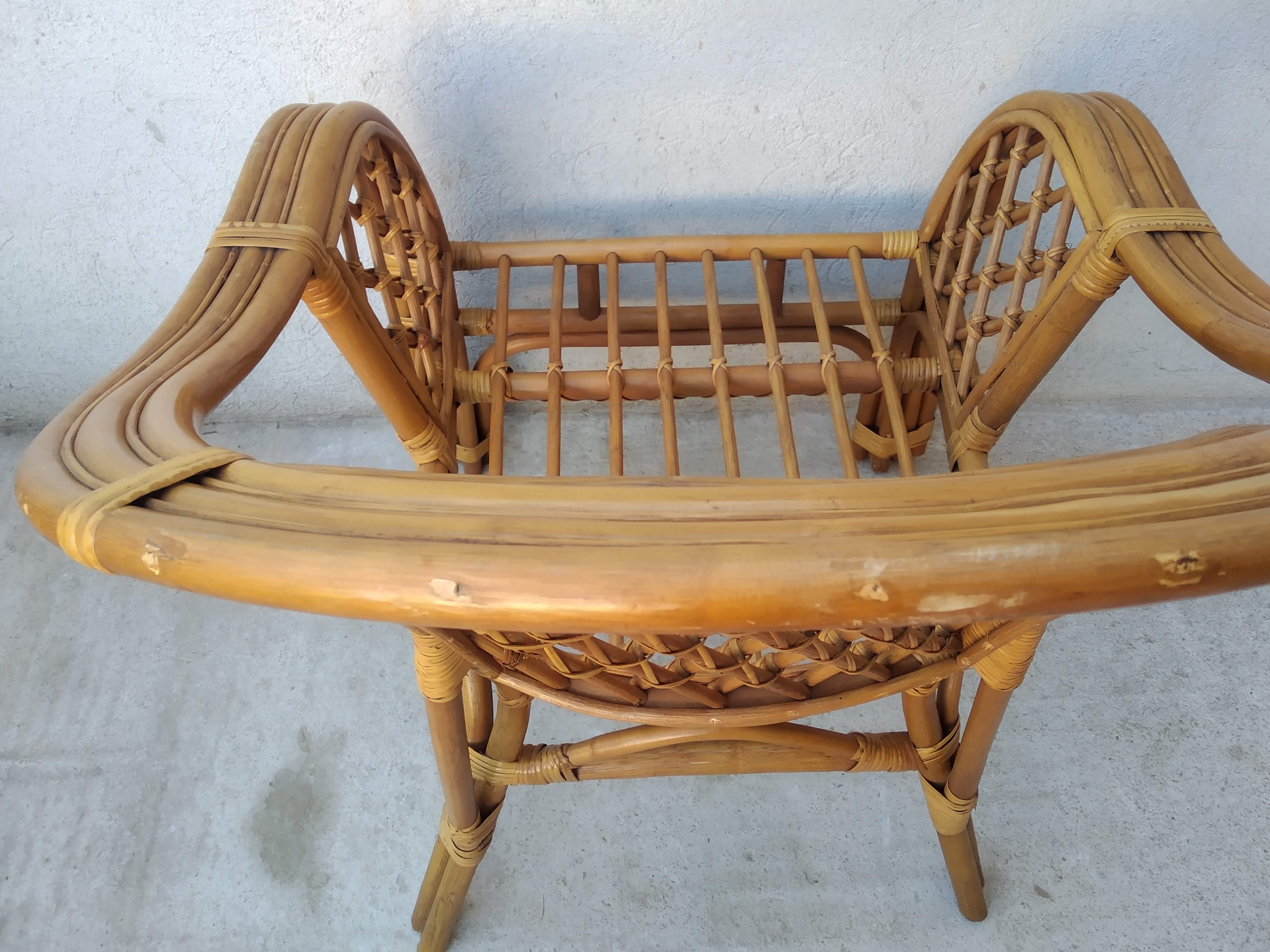 Pair of vintage rattan armchairs