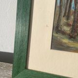 Peinture ancienne paysage breton cadre bois