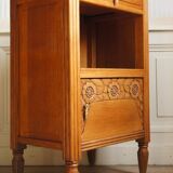 Art deco bedside table in oak & marble