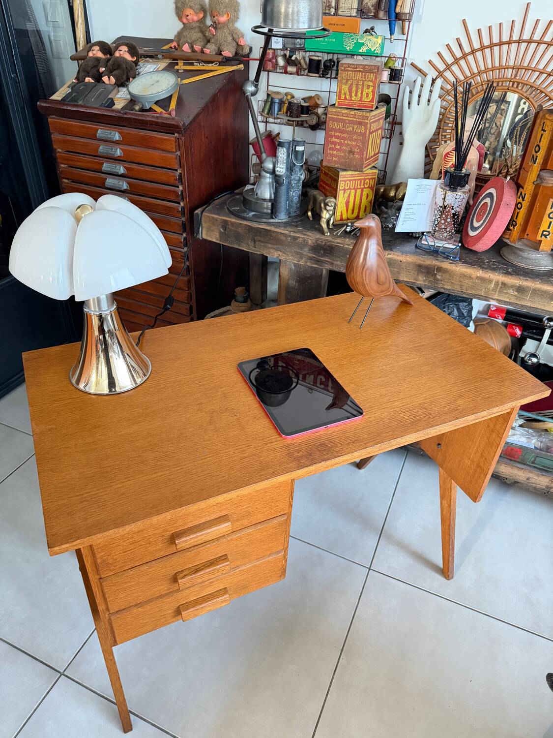 Vintage desk with tapered legs