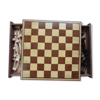 Wooden chess game with 2 drawers for pawns: african characters