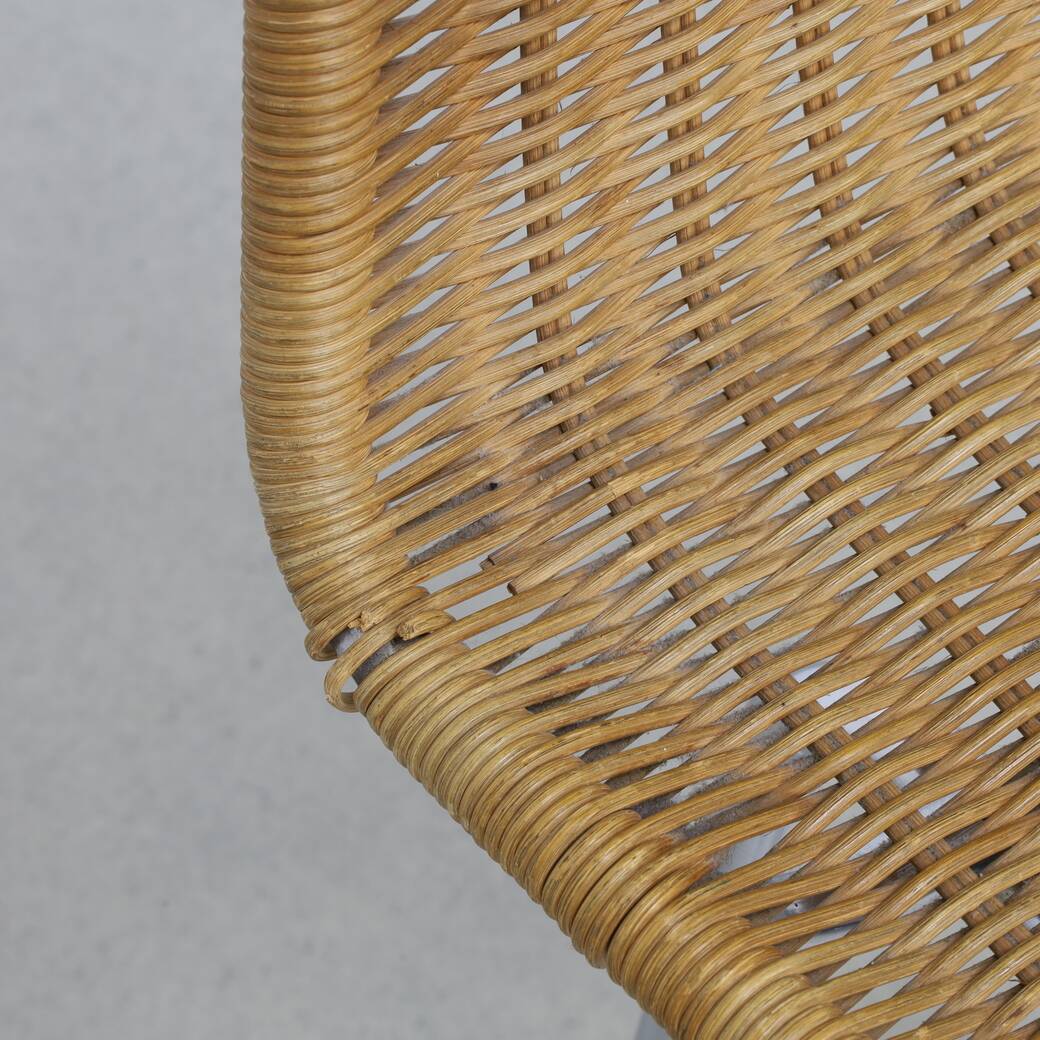 3x bar stool in rattan and chrome by rohé noordwolde, 1960s