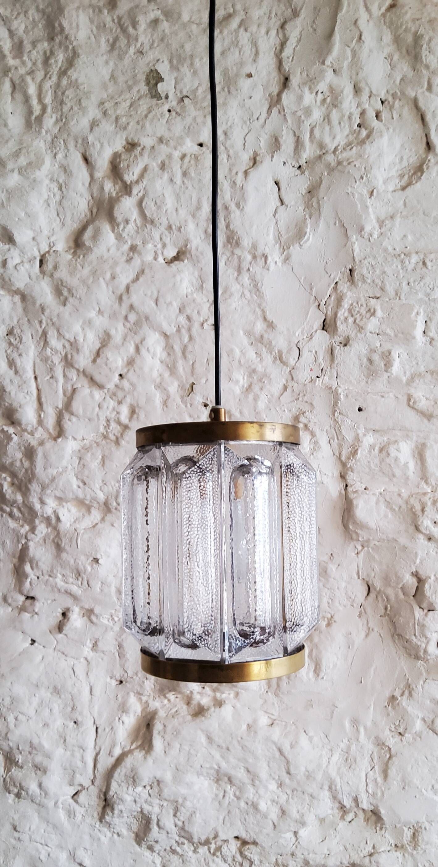 Scandinavian brass and glass pendant for Reijmyre by Paul Kedelv