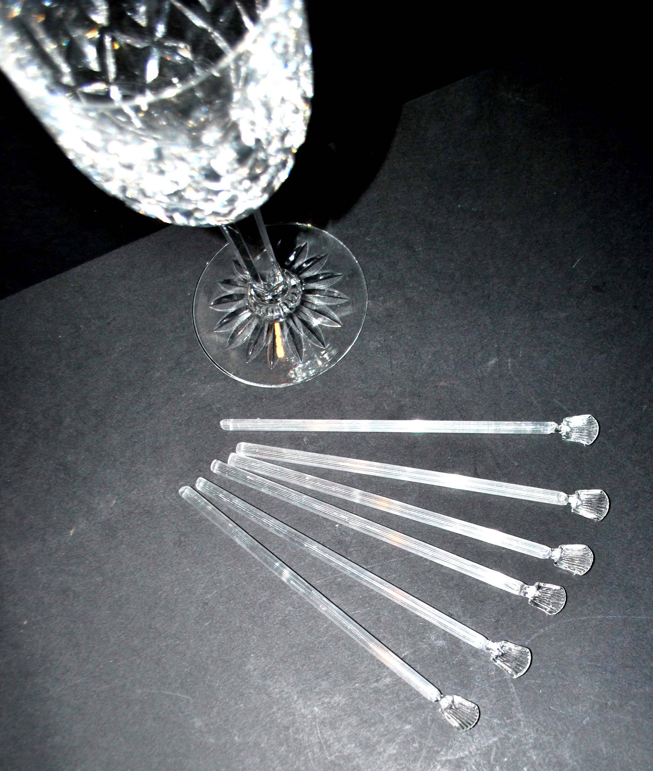 Set of 6 spoons in old blown glass - Eco agitator straws
