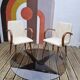 Vintage coffee table from the 60s and 70s by Hugues POIGNANT, smoked glass & teak.