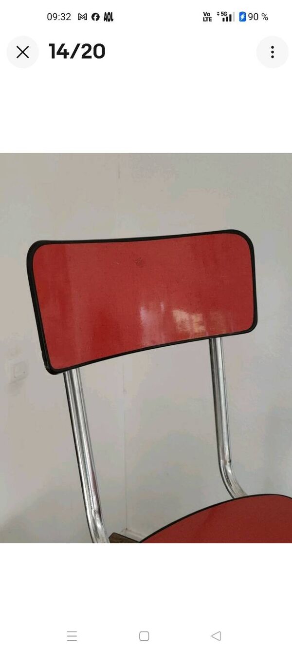 Jacques Hitier Chaise 1950 Tubauto Rouge Assise Style Bakélite