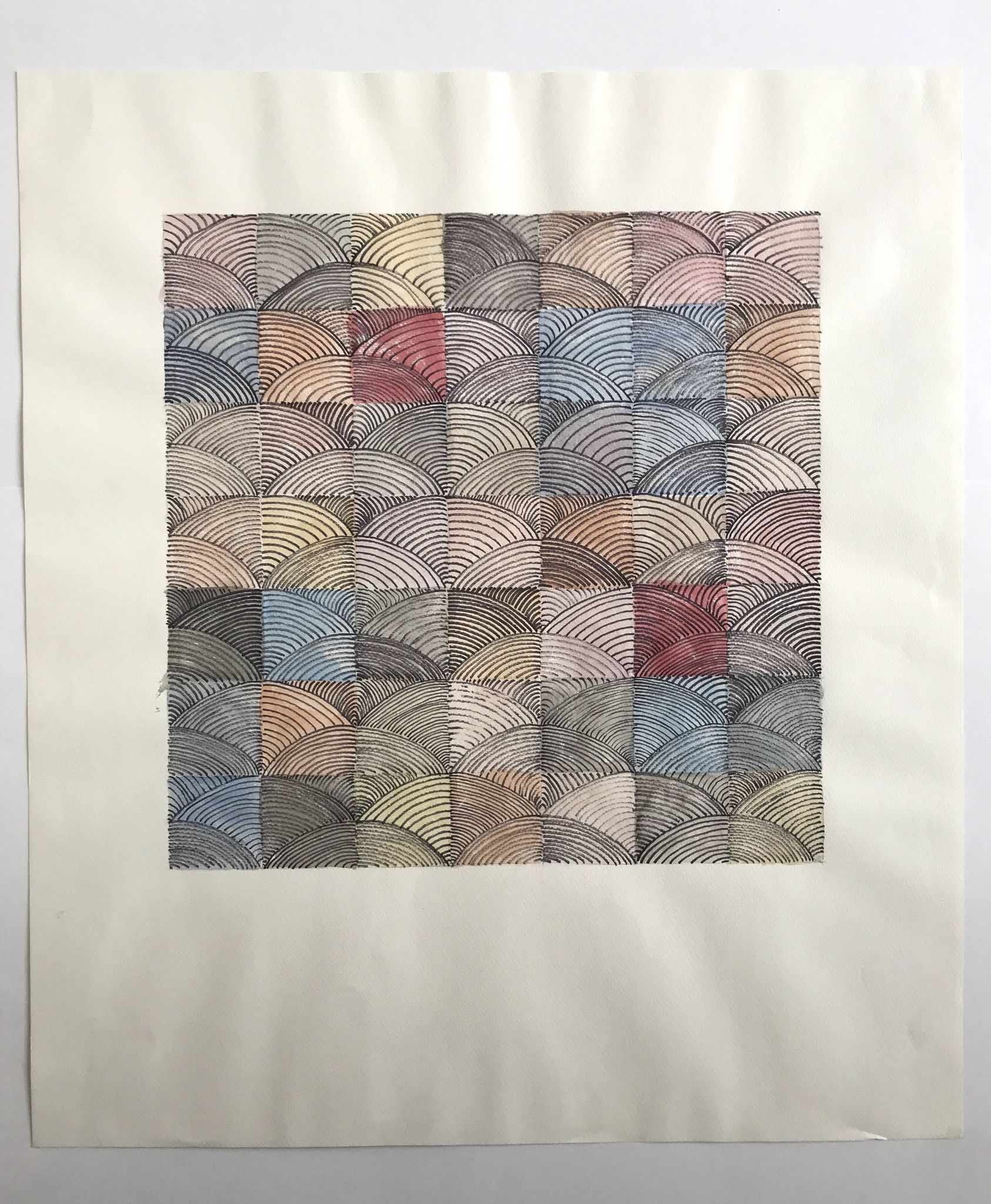 Contemporary school: mixed technique on paper, Untitled (shell), circa 2021