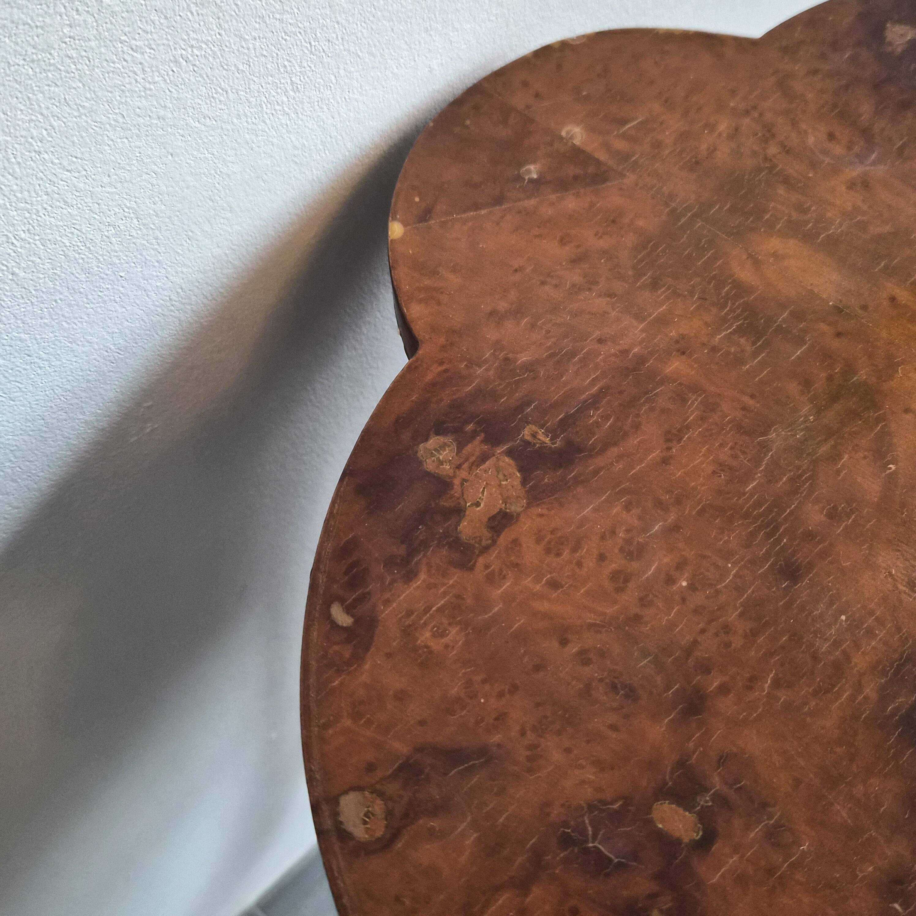 Art Nouveau side table in elm burl