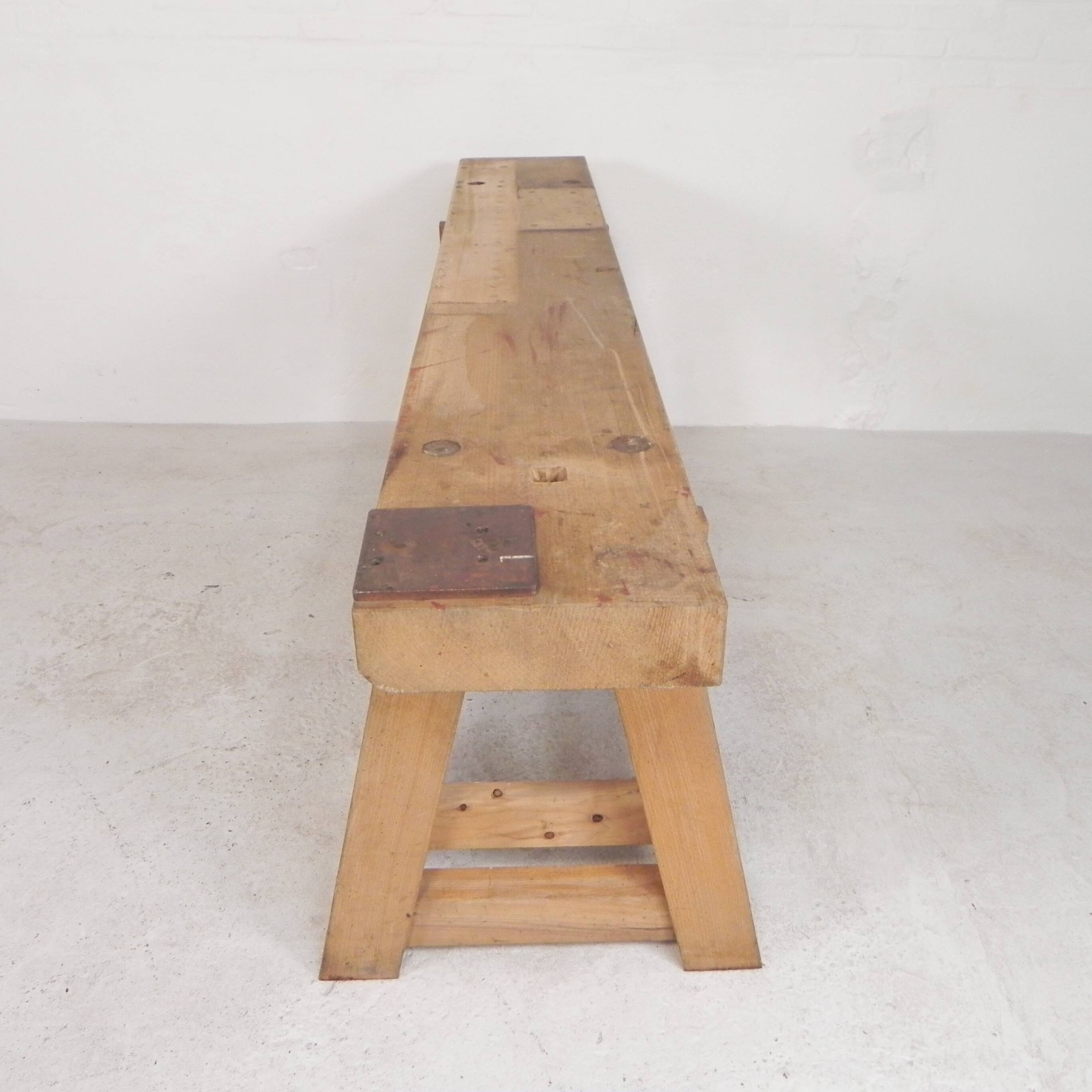 Oak workbench 2 meters long, 1950s