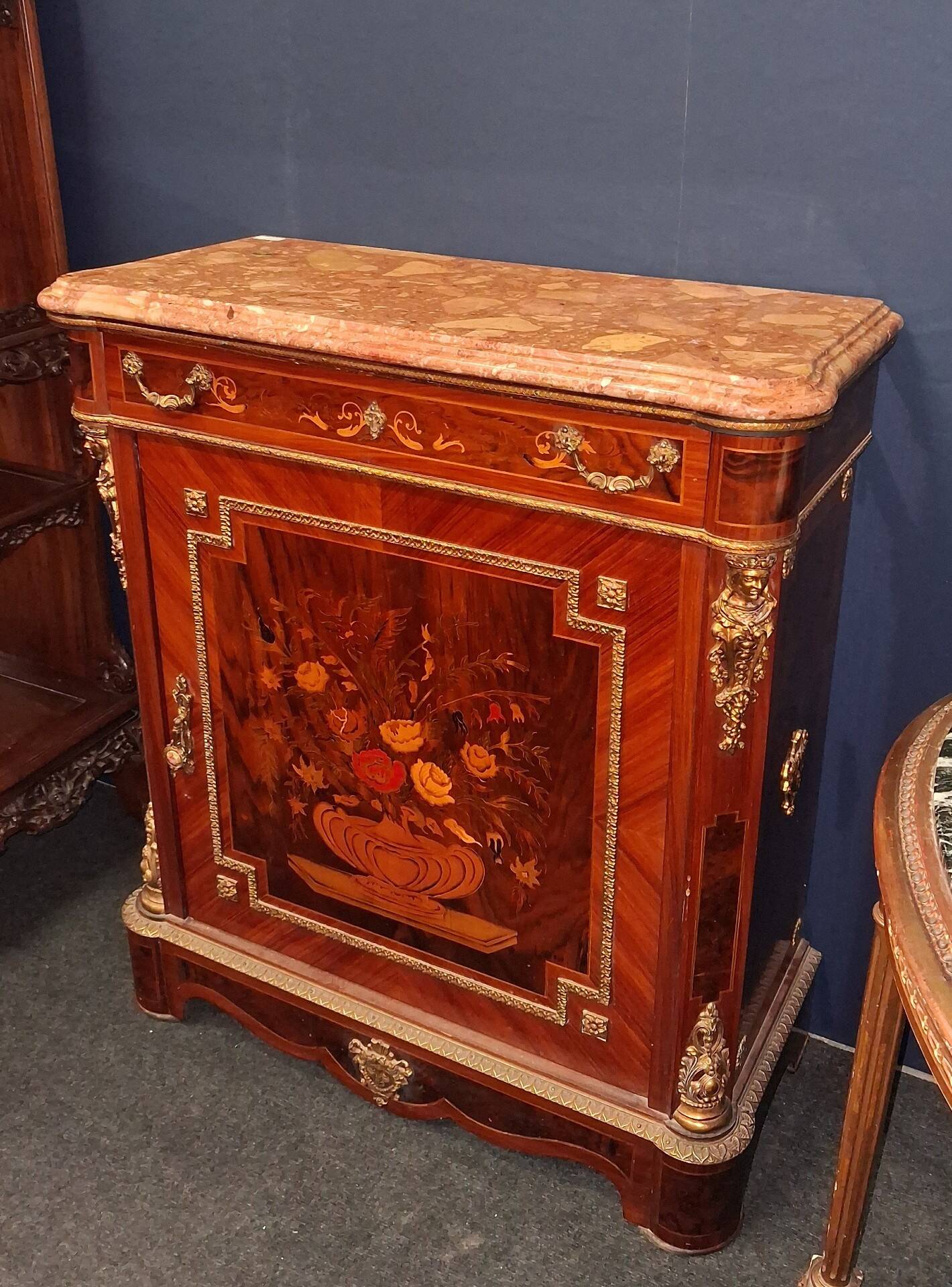 Napoleon III Support Table in Floral Marquetry
