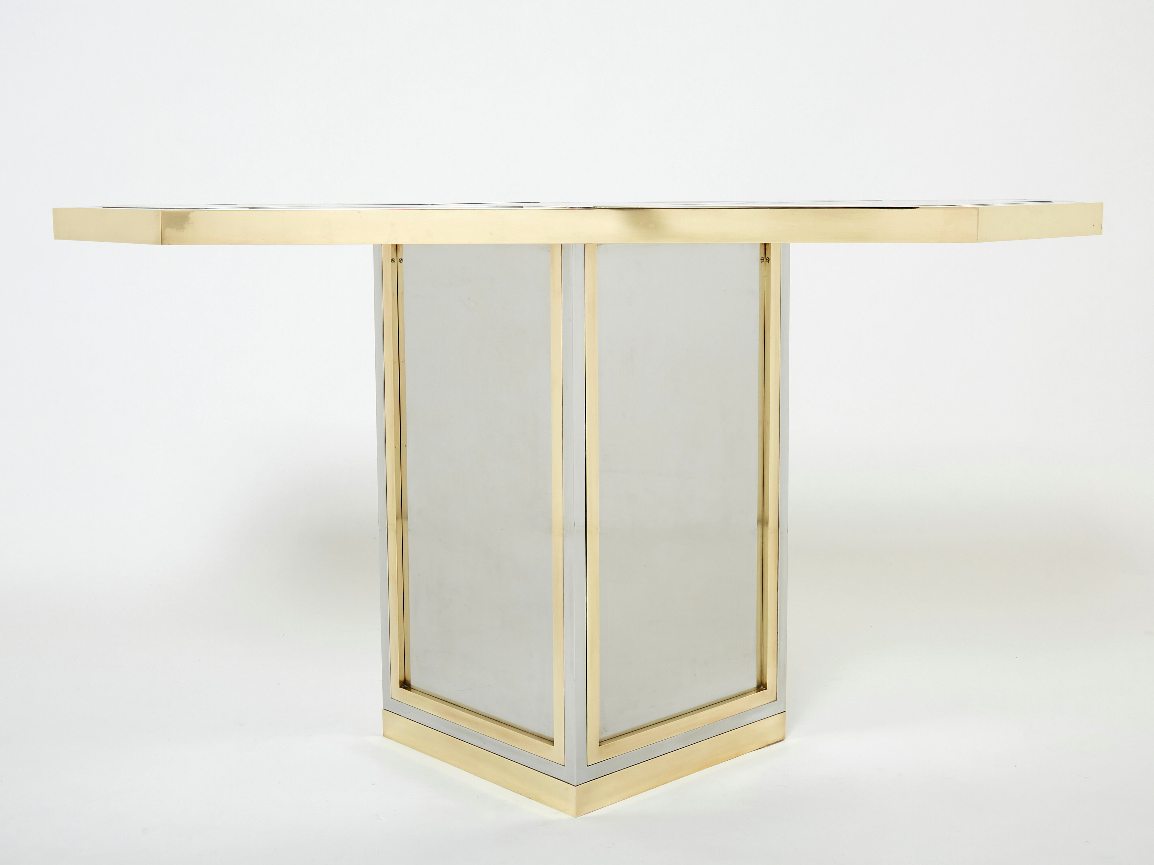 Console chrome laiton verre opalin noir de romeo rega 1970