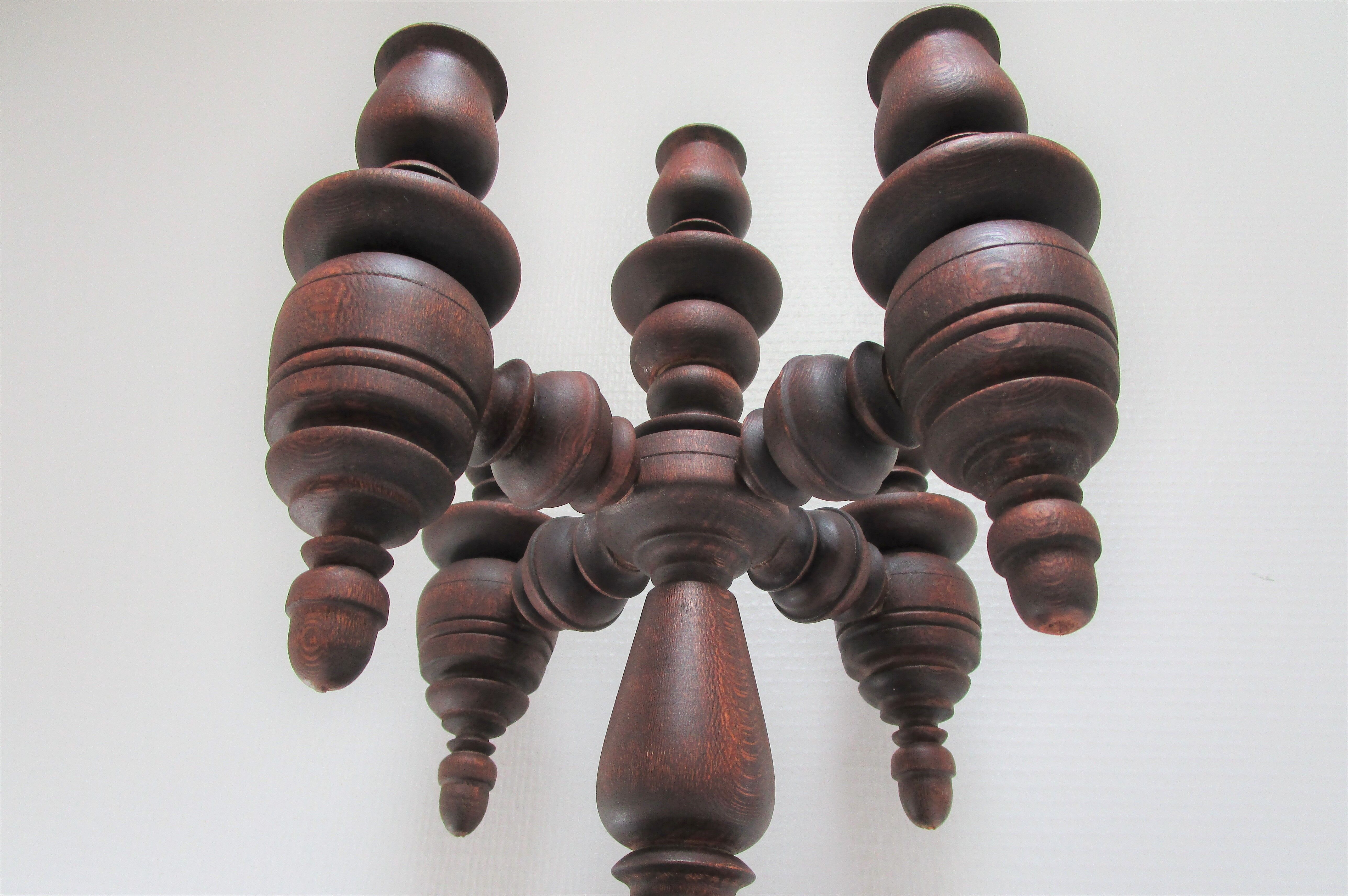 Chandelier solid wood turned stamped