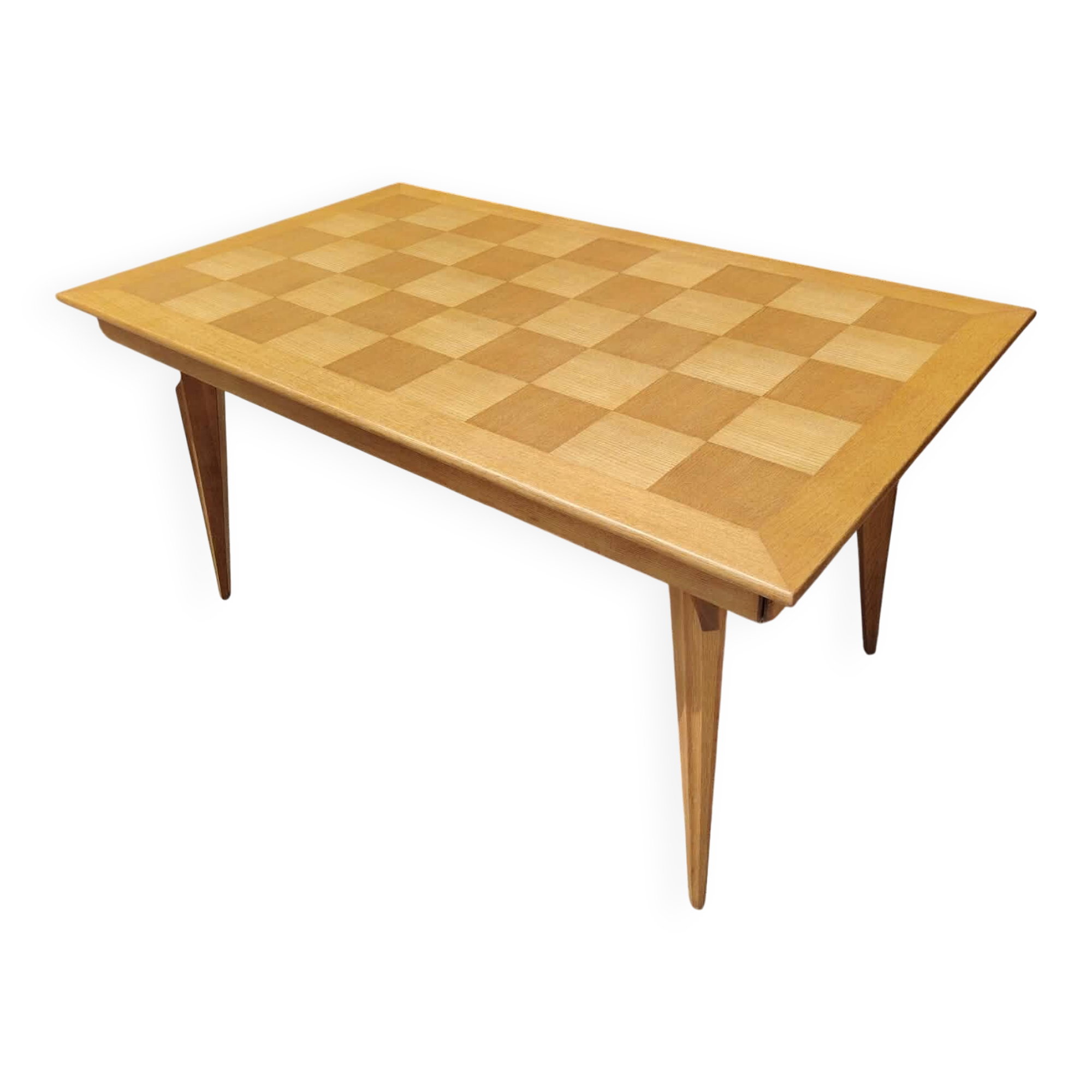 Table en placage chêne damier pied en épingle des année 70