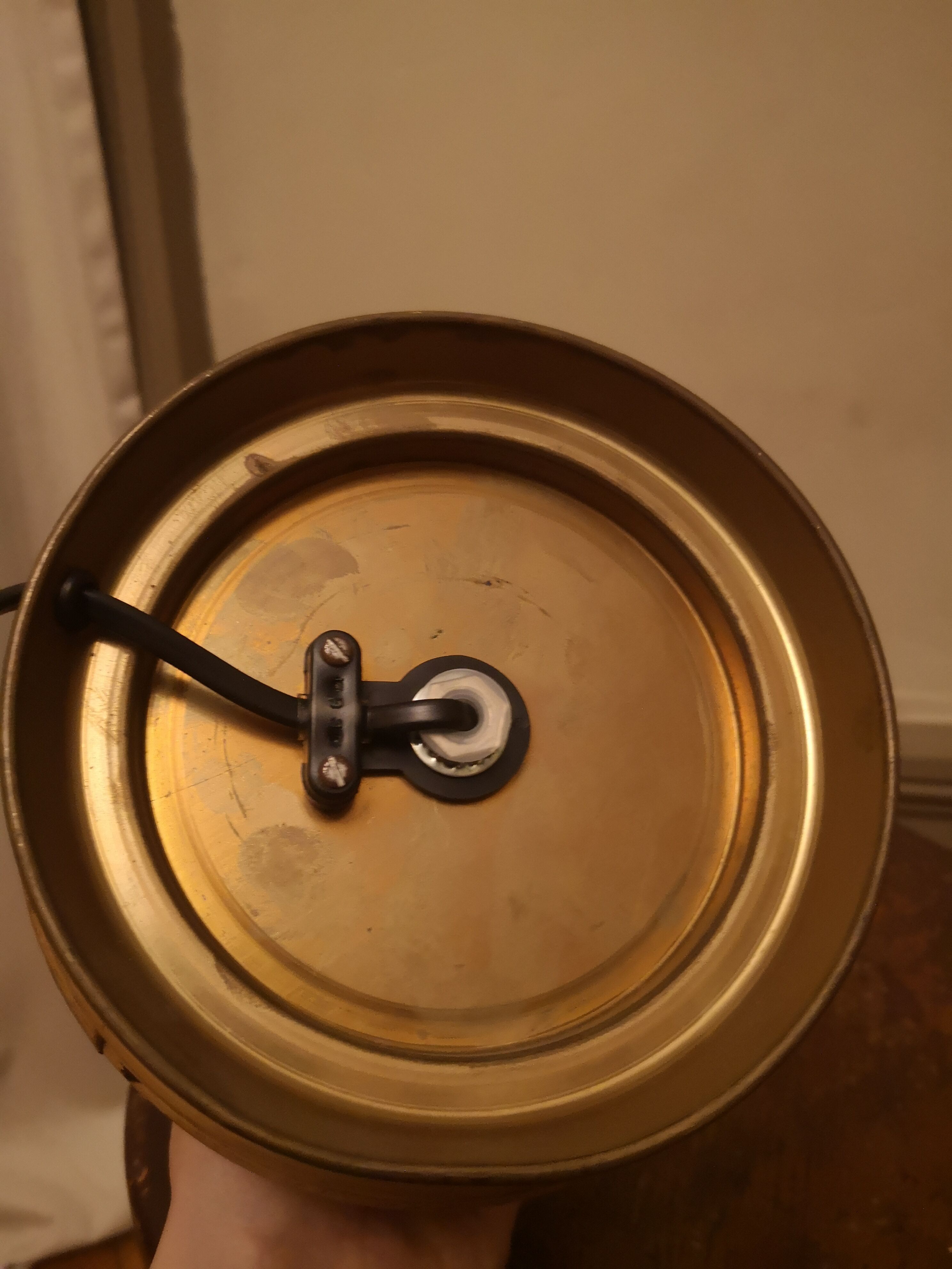 Rattan and vintage brass lamp base