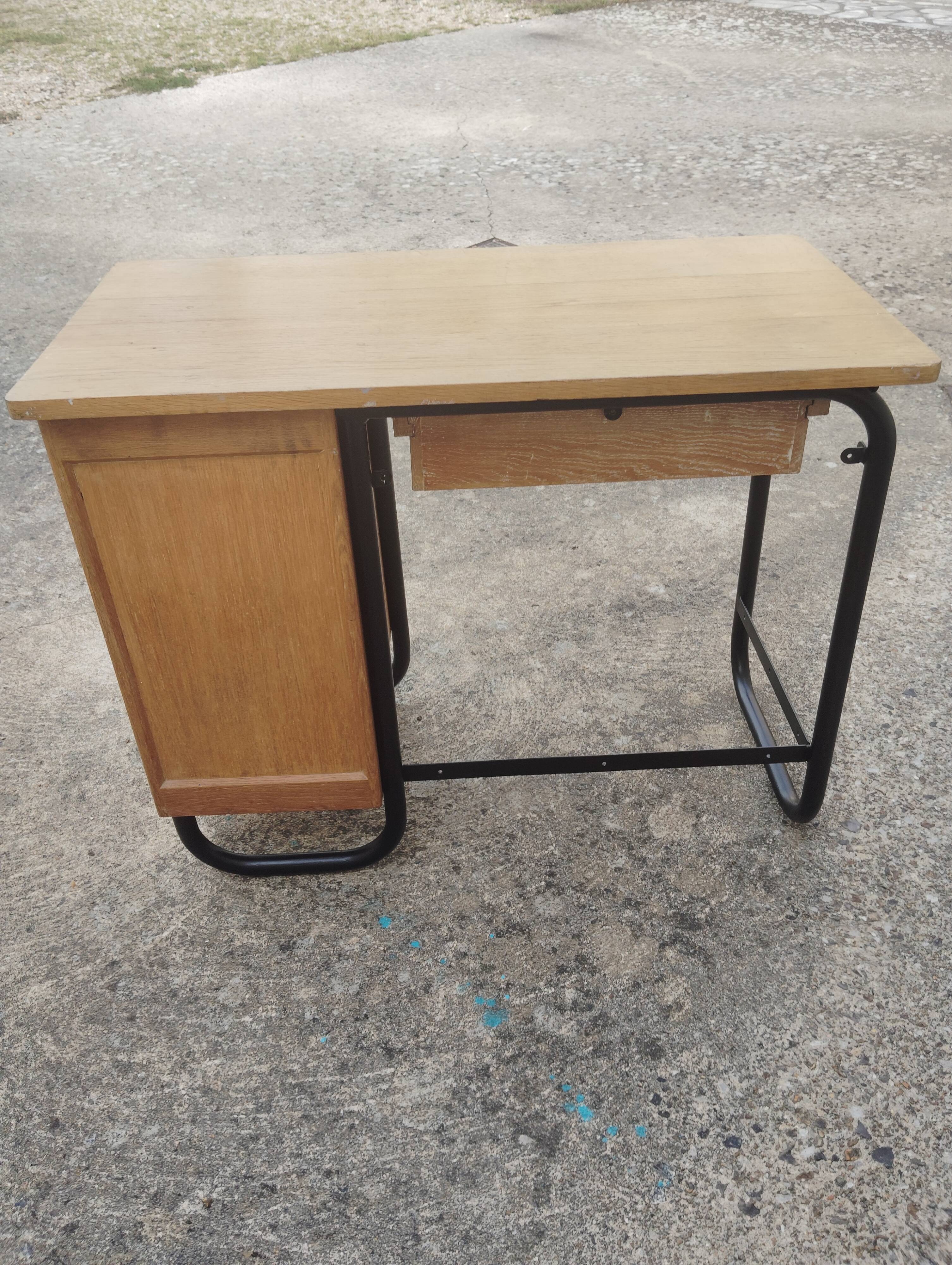 1950s desk in wood and tubular metal