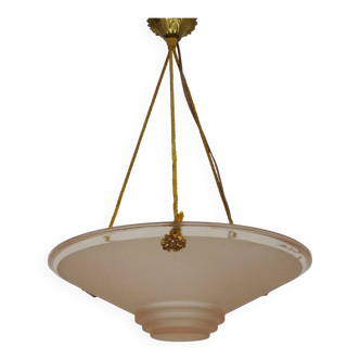 Art Deco pendant light signed Muller, made of glass paste.