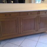Sideboard 3 doors in mahogany style Louis XVI marble top