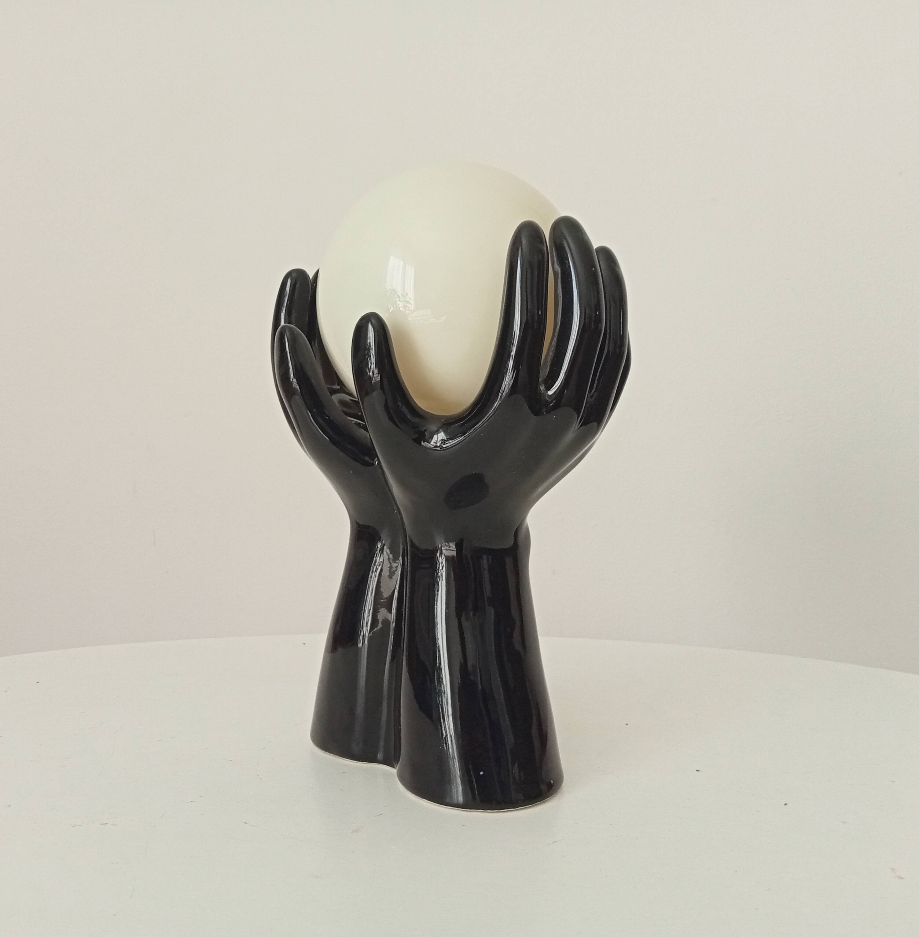 Vintage Italian ceramic and opaline lamp from the 80s