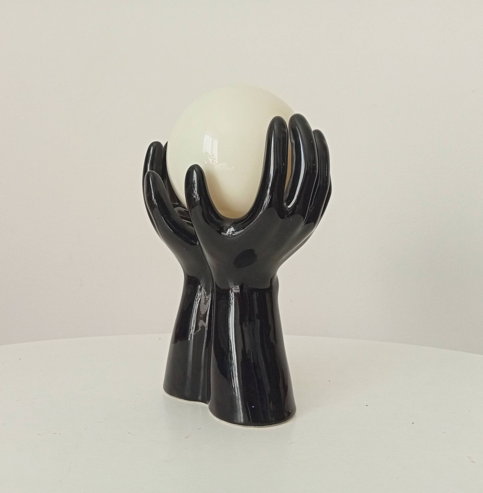 Vintage Italian ceramic and opaline lamp from the 80s