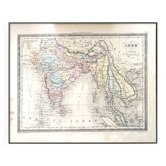 L'Inde, carte imprimée en 1852. Vintage Authentique. 29.5x24cm