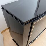 Art Deco Sideboard in Black Lacquer, Maple & Chrome, France, 1930