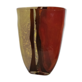 Vase verre soufflé moulé années 80