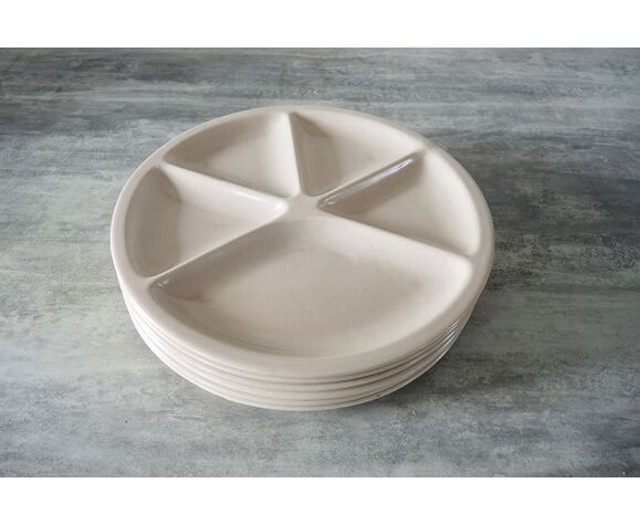 6 old fondue plates Le Creuset in white ceramic | Selency
