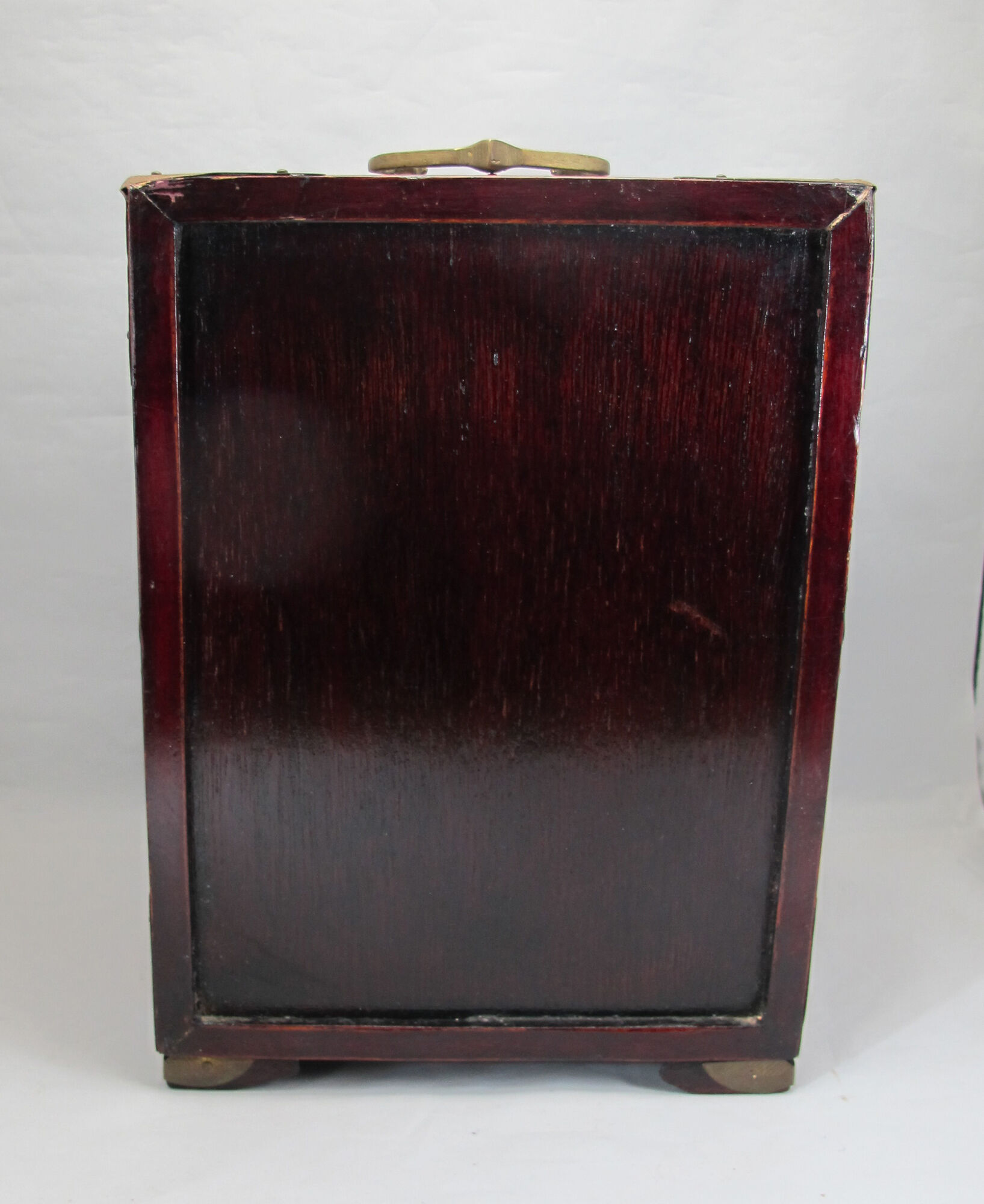 large Wooden Chinese jewelry box decorated with jade plates n°2