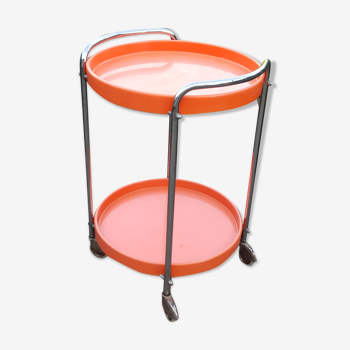 Desserte vintage seventies orange et chrome