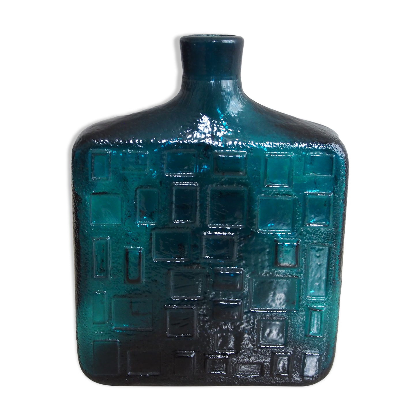 Blue pressed glass vase
