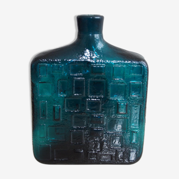 Blue pressed glass vase