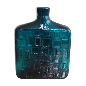 Vase verre pressé bleu