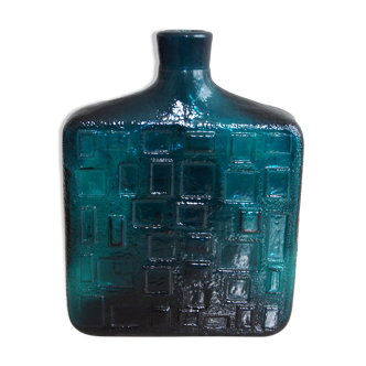 Vase verre pressé bleu