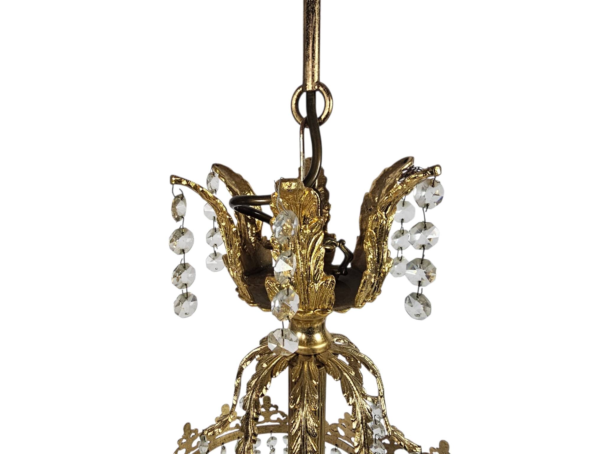 Chandelier - Hollywood Regency - gilded - crystal - 3rd quarter of the 20th