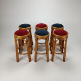 Set of 6 vintage bamboo barstools, 1960s