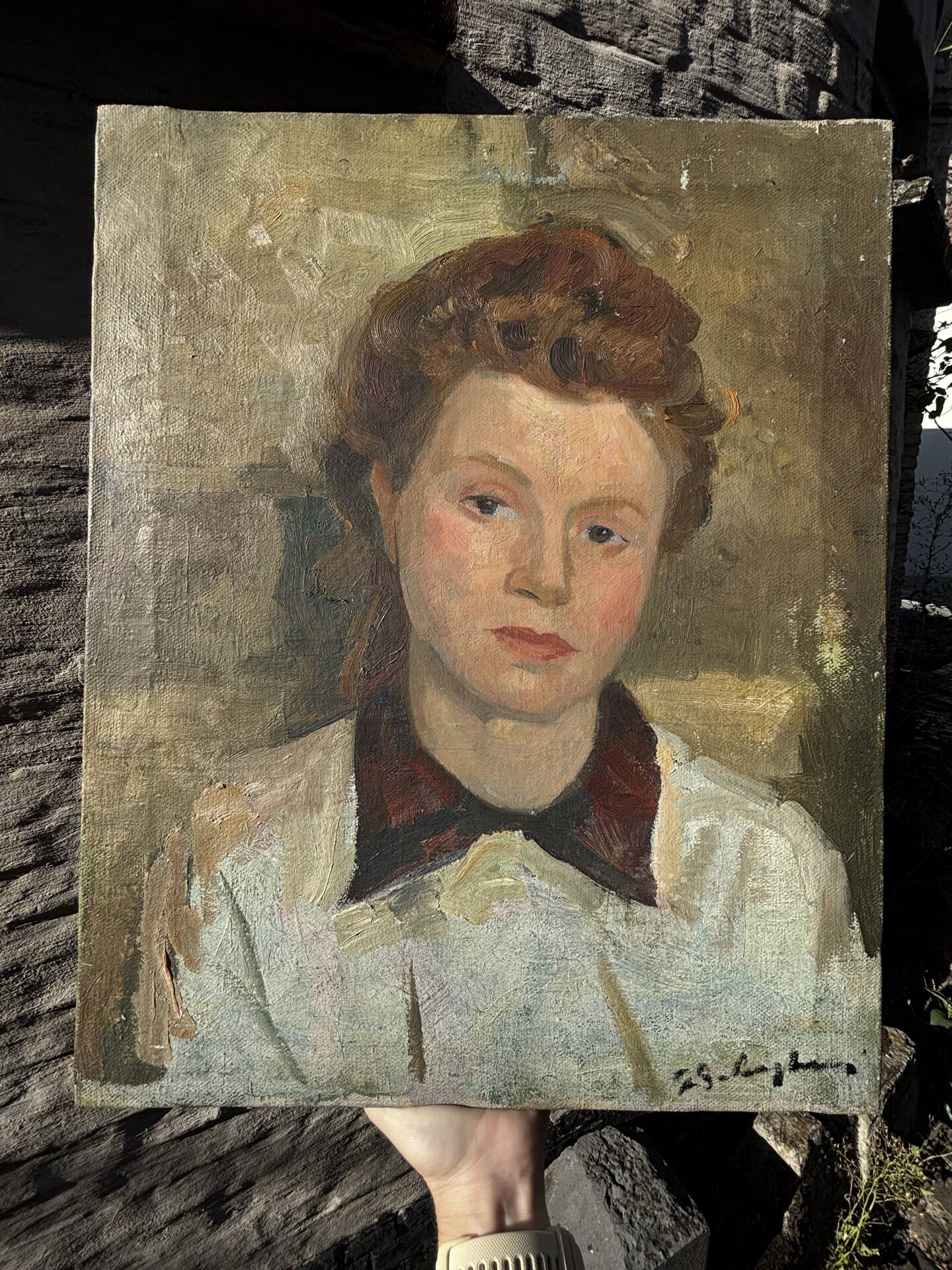 Portrait à l'huile d'une jeune femme par Gustave Balenghien
