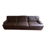 4-seater brown leather canapé Arne Norell Model Merkur