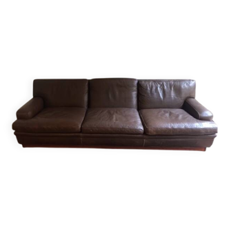 4-seater brown leather canapé Arne Norell Model Merkur