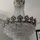 Hot air balloon chandelier in silver bronze and crystal tassels