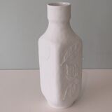 White biscuit vase with floral motif in relief, Hutschenreuther, Germany 1970