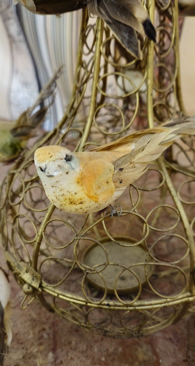 Golden metal birdcage – decorative work from the 20th century